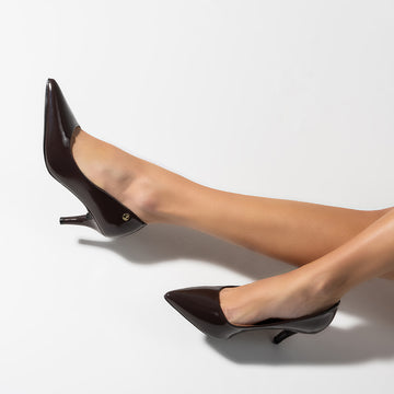 Vizzano 1185-702 Pointy Toe Pump in Cocoa Patent